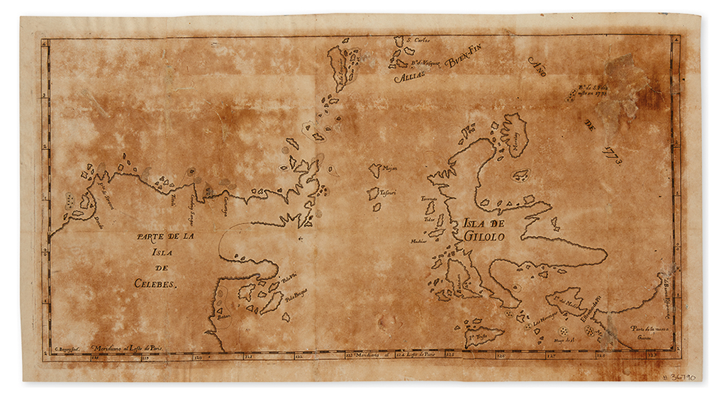 BAGAY, CIPRIANO. [Untitled map of the Spice Islands.]
